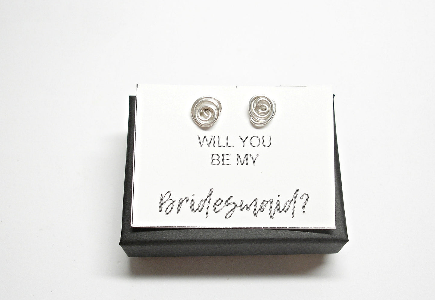 Bridesmaid earrings. Tiny stud earrings. Bridesmaid gift. Silver jewelry. Flower girl gift