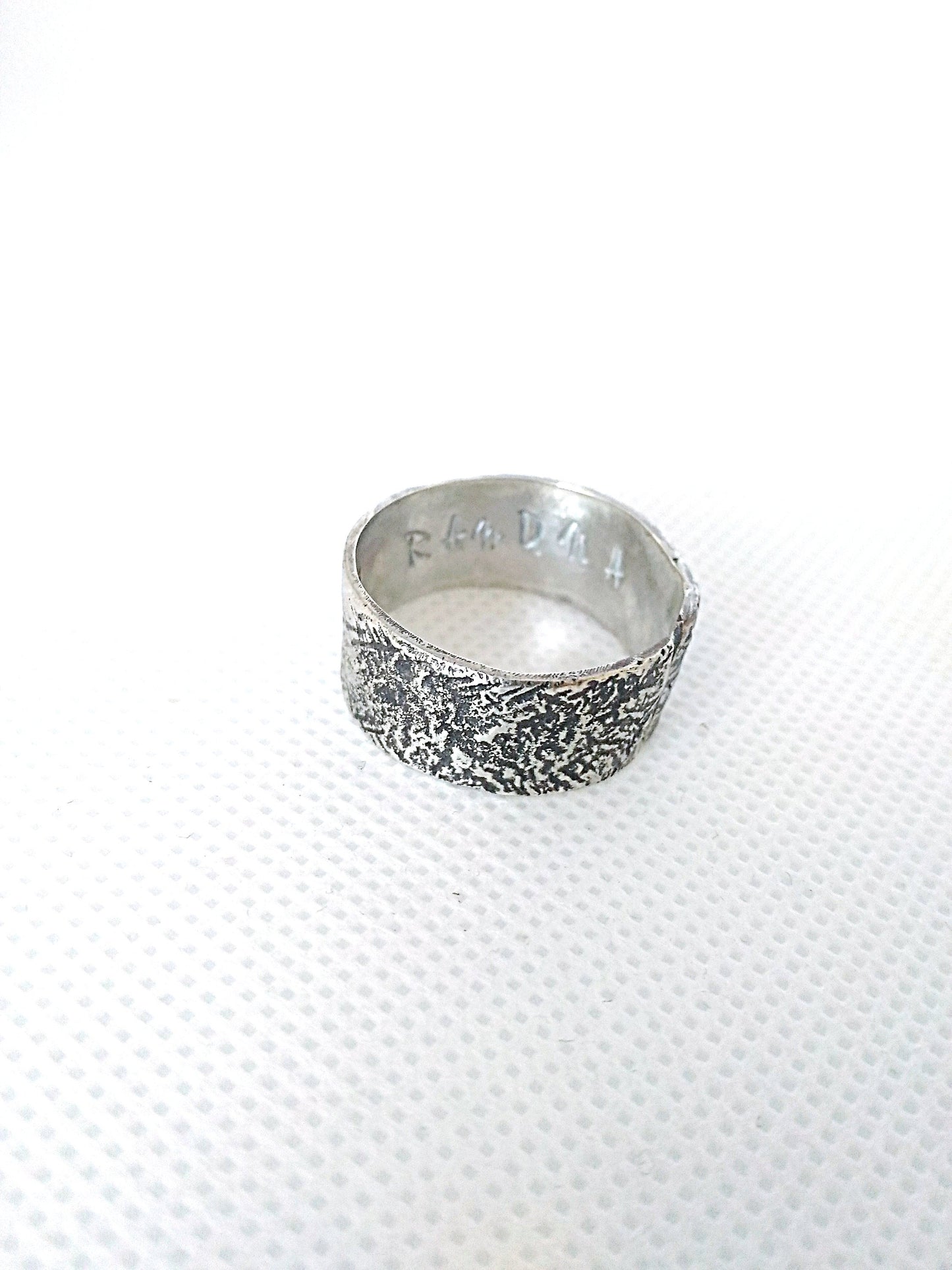 Unusual wedding rings. Silver contemporary jewelry. Unique engagement ring. Patterned silver ring