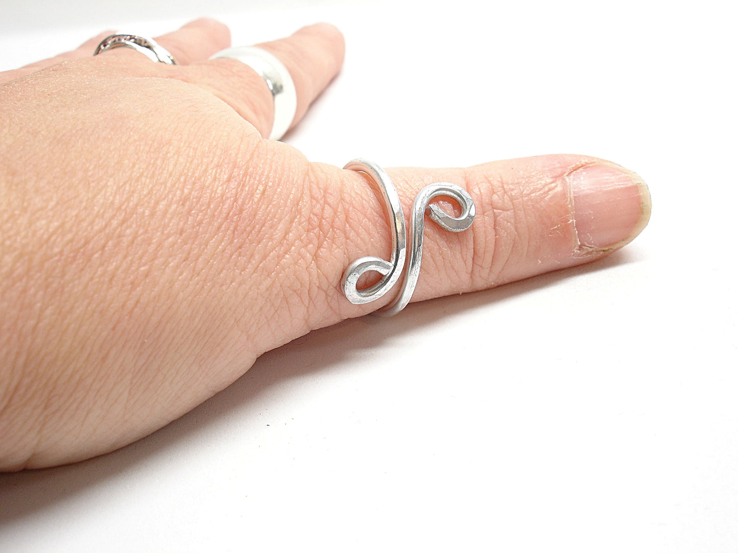 Aluminum thumb rings for women, Hammered simple ring for her, Aluminium contemporary jewelry