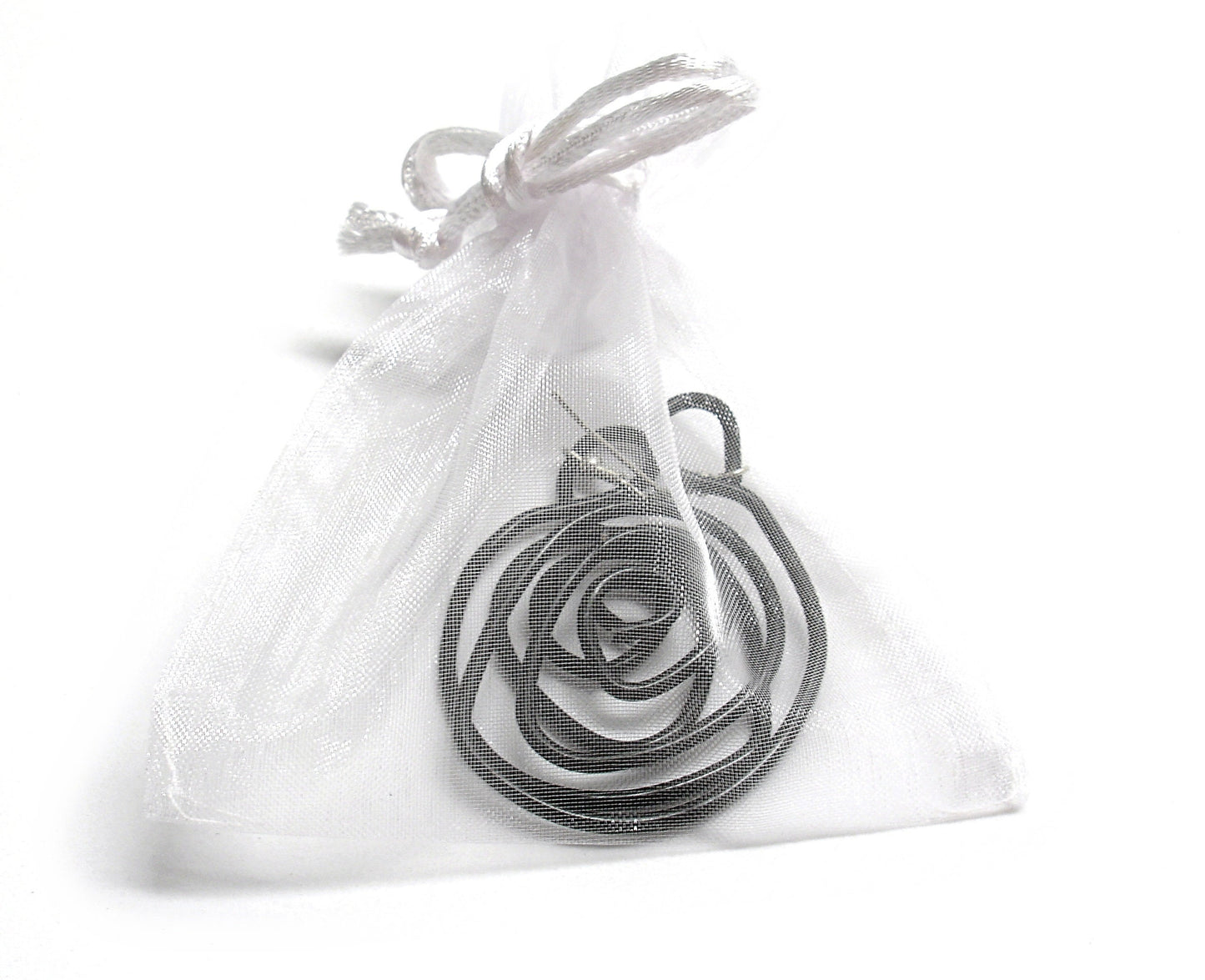 Big black dangle earrings. Modern aluminium spiral earrings. Contemporary statement aluminum jewelry.