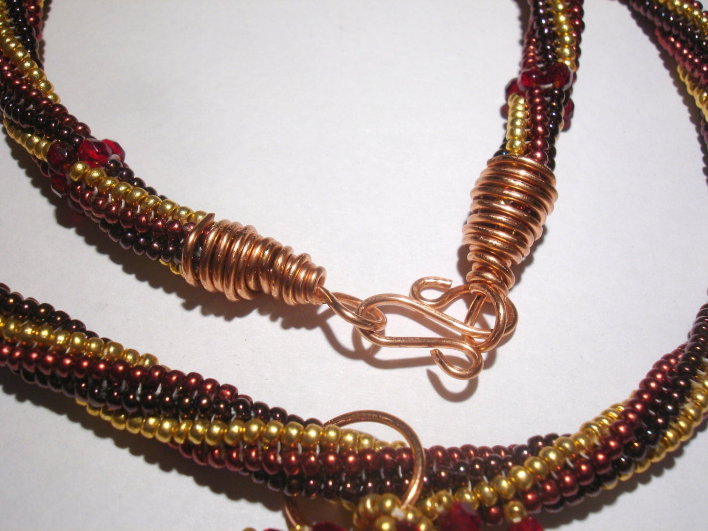 Beaded necklace. Statement jewelry. Beaded bib necklace with crystal beaded pendant. Seed bead necklace