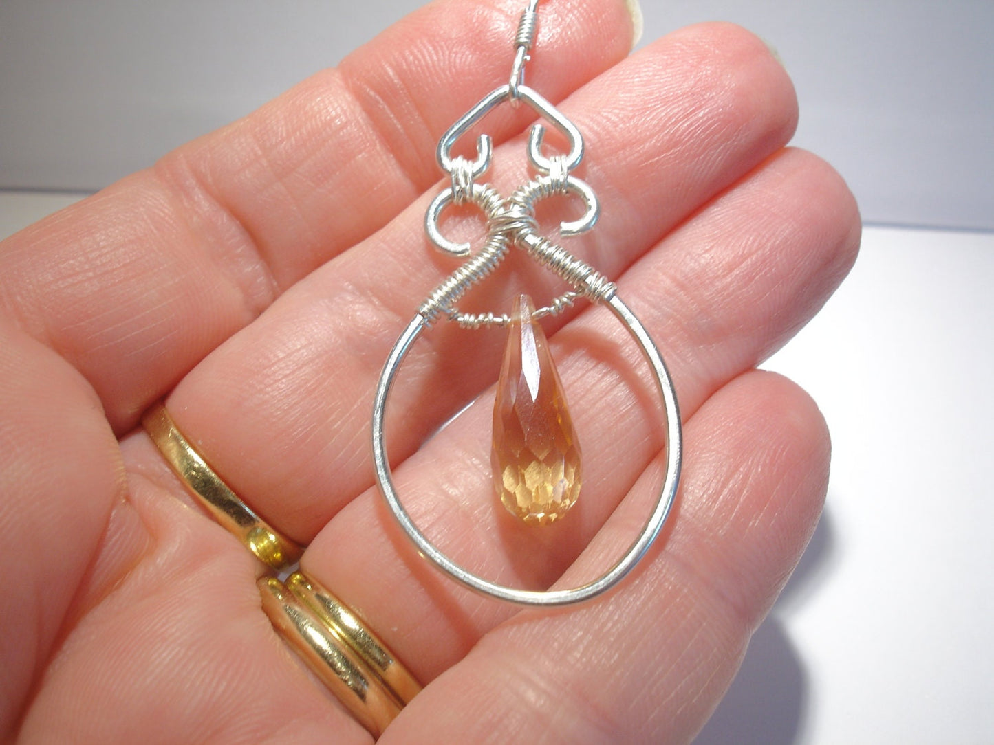 Bridal earrings. Sterling silver dangle earrings. Silver jewelry. Dressy earrings with cubic zirconia pendant.