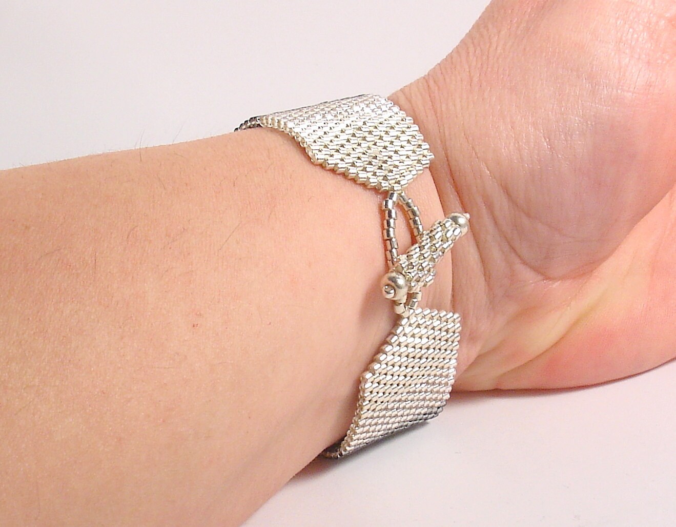 Colorful peyote cuff bracelet for women. Multicolor japan delica bead bracelet for women. Beaded jewelry