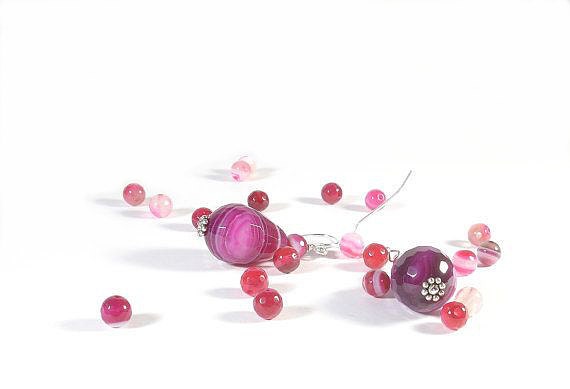 Agate earrings. Silver earrings with agate. Boho earrings. Purple dangle earrings. Stone earrings. Gift for her