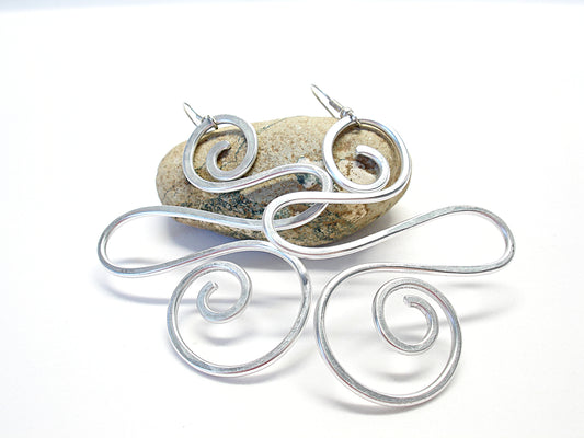 Big bold earrings, Aluminium wire earrings, Long chunky earrings, Aluminum wire jewelry, Large spiral earrings for women