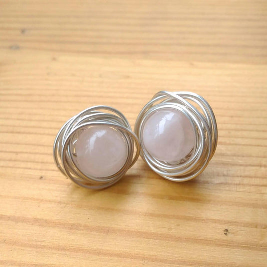 Bridesmaid gift. Silver earrings. Stud earrings. Gift for her. Rose quartz earrings. Bridesmaid earrings. Pink earrings