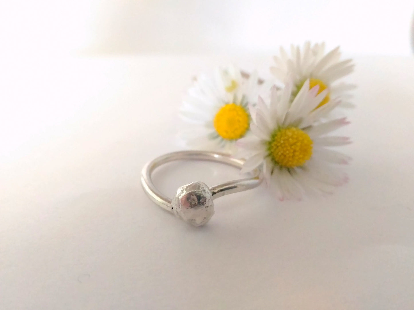Alternative engagement ring. Unconventional simple promise ring for her. Sterling silver contemporary jewelry