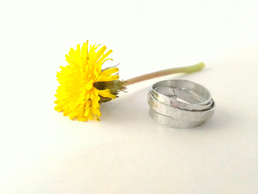 Aluminum thumb rings for women. Aluminium wrapped ring.  Unique modern jewelry for her