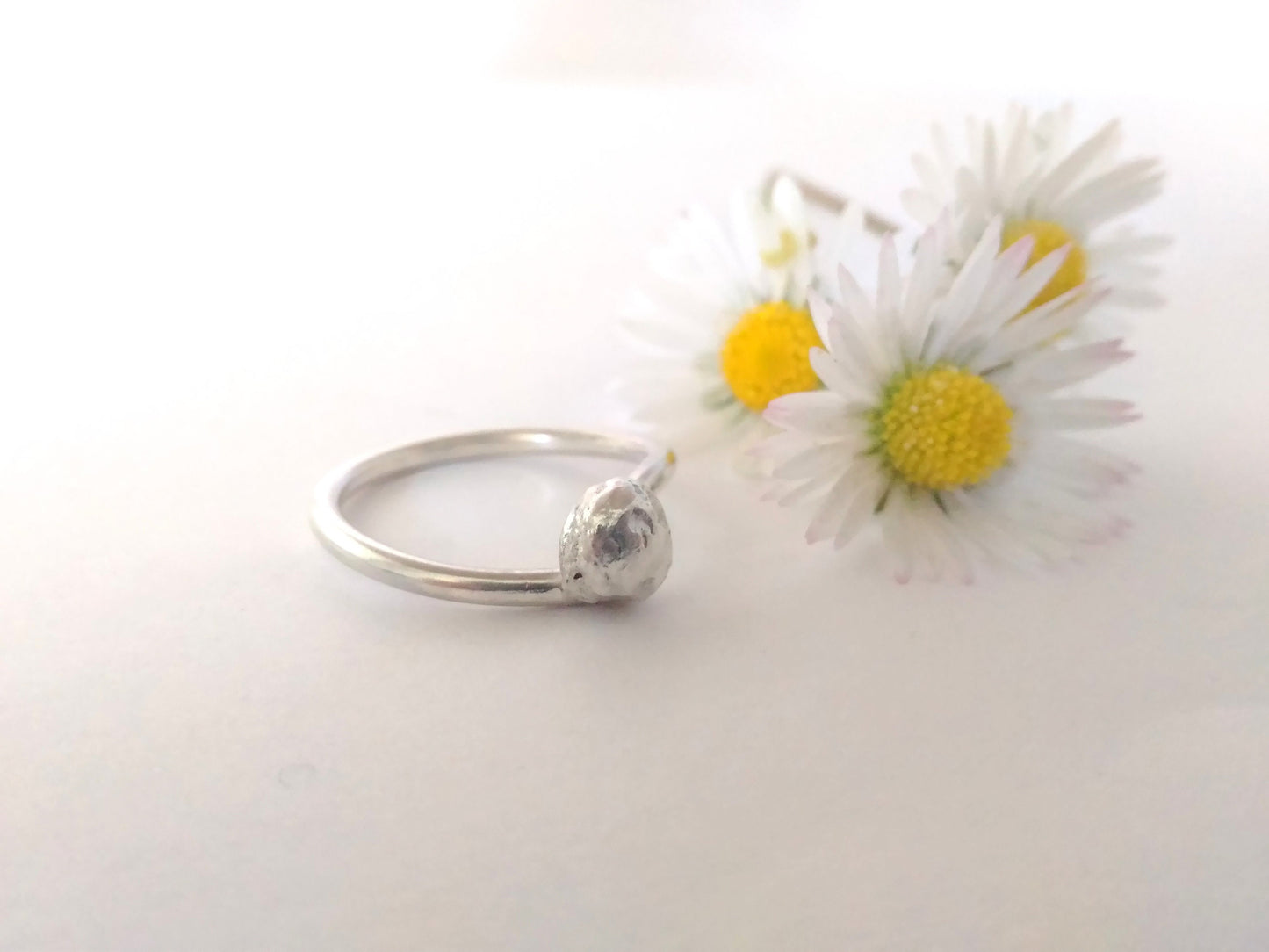 Alternative engagement ring. Unconventional simple promise ring for her. Sterling silver contemporary jewelry