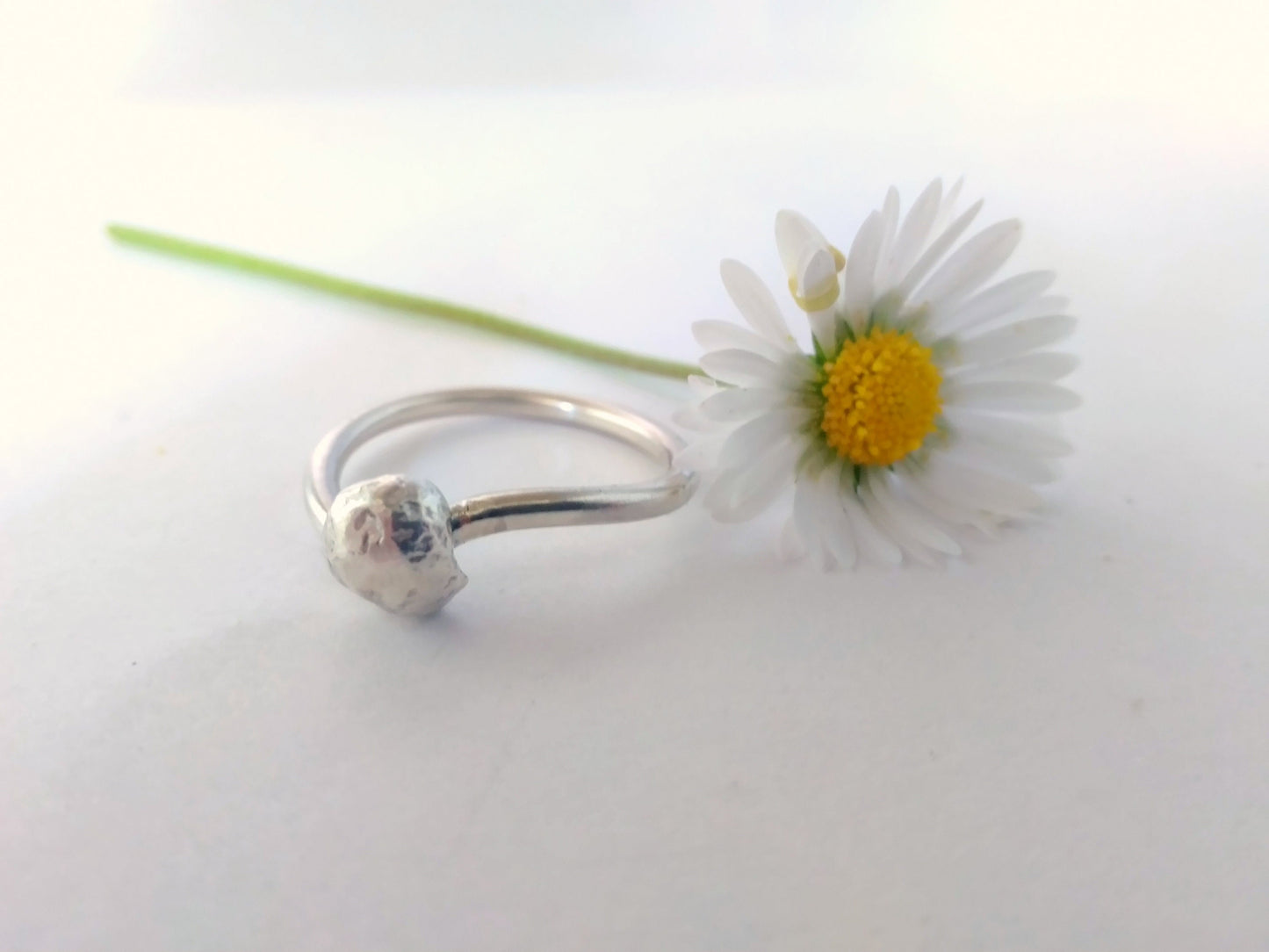 Alternative engagement ring. Unconventional simple promise ring for her. Sterling silver contemporary jewelry