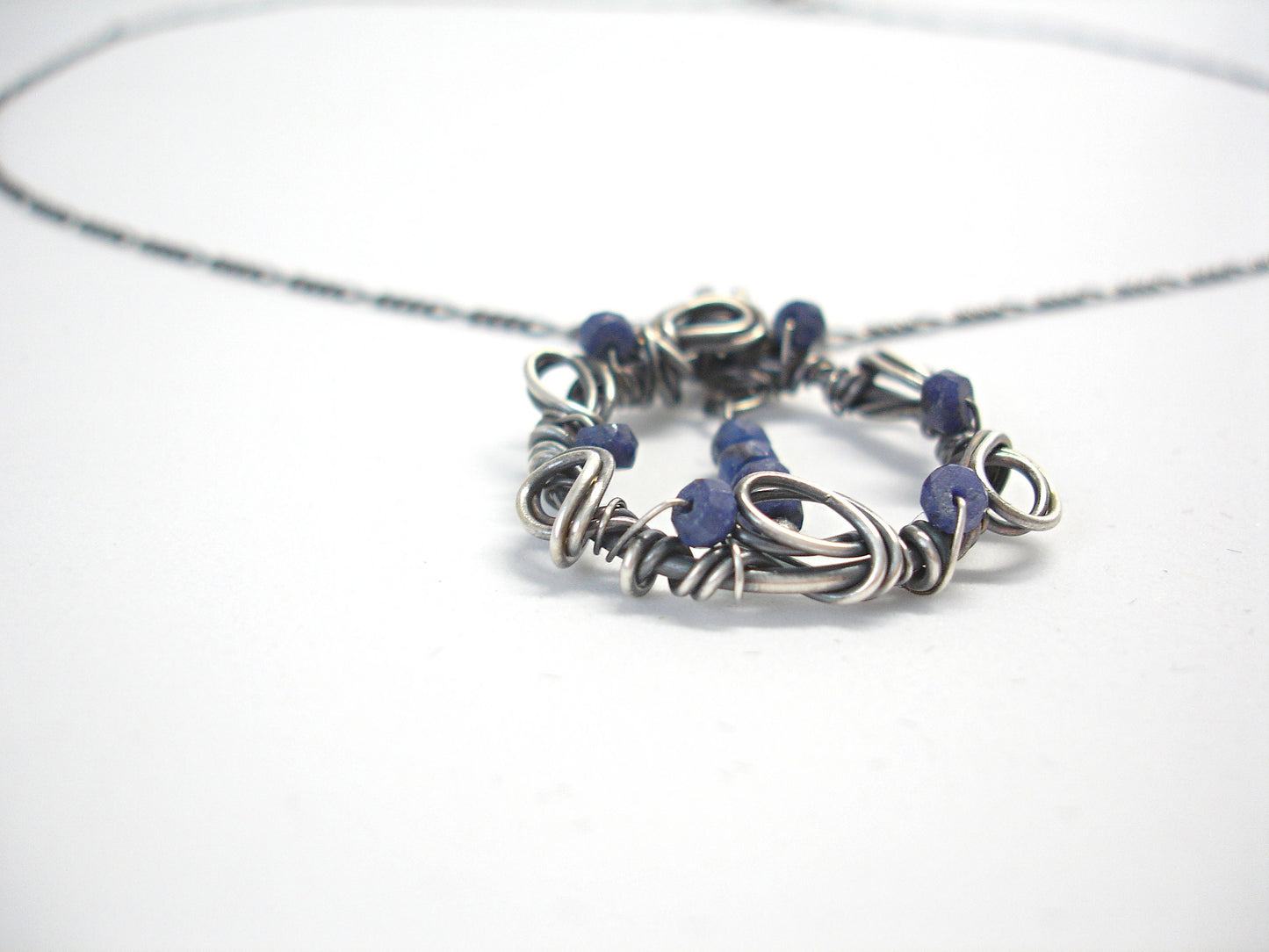 50th birthday gift for women. Sapphire necklace. Silver birthstone necklace. Raw sapphire necklace. September birthday gift