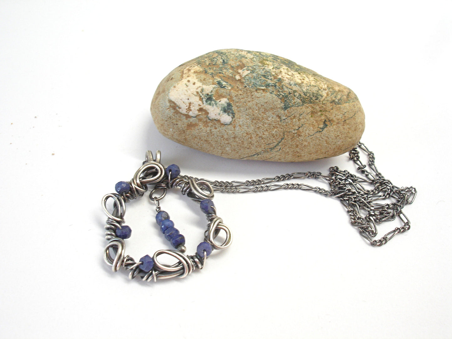 50th birthday gift for women. Sapphire necklace. Silver birthstone necklace. Raw sapphire necklace. September birthday gift