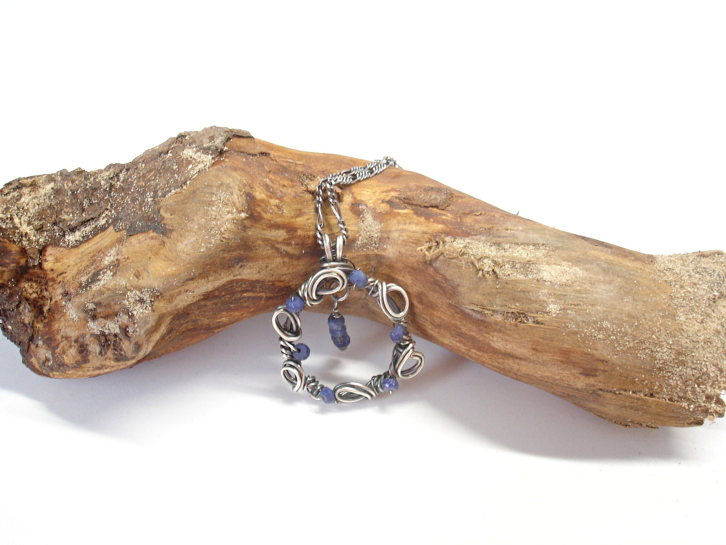 50th birthday gift for women. Sapphire necklace. Silver birthstone necklace. Raw sapphire necklace. September birthday gift