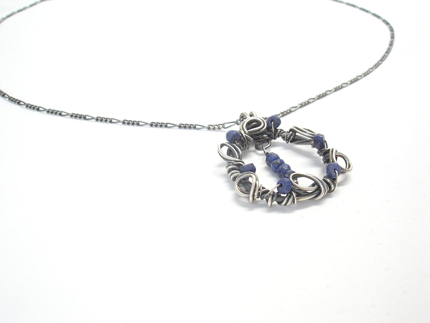 50th birthday gift for women. Sapphire necklace. Silver birthstone necklace. Raw sapphire necklace. September birthday gift