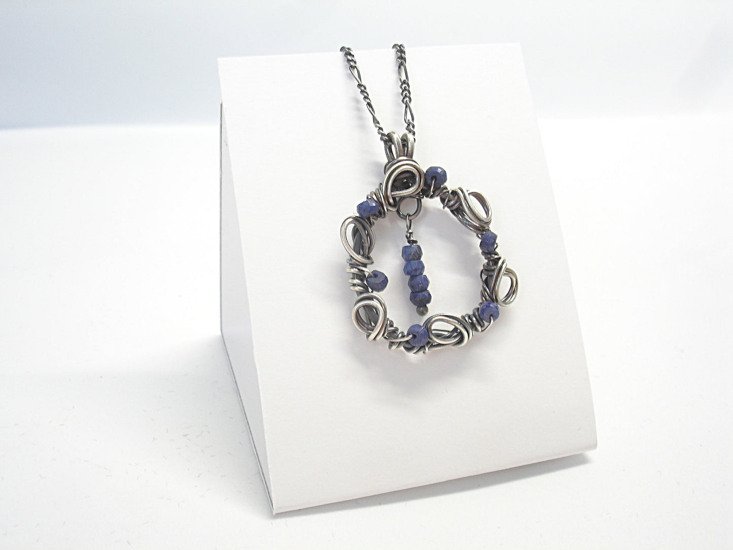 50th birthday gift for women. Sapphire necklace. Silver birthstone necklace. Raw sapphire necklace. September birthday gift