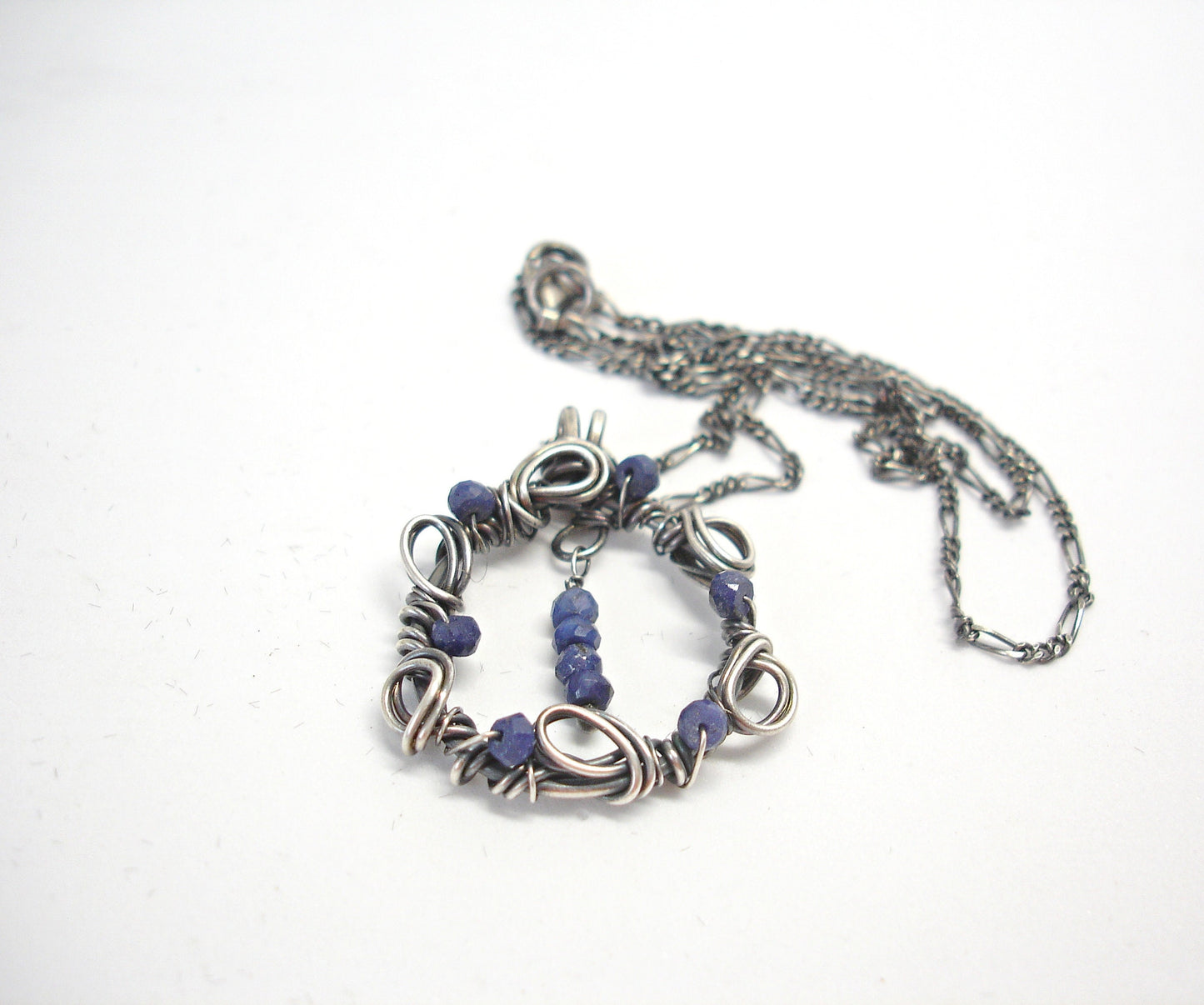 50th birthday gift for women. Sapphire necklace. Silver birthstone necklace. Raw sapphire necklace. September birthday gift