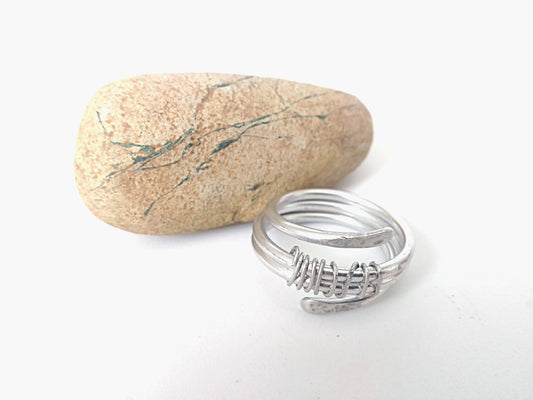 Aluminum wrapped thumb rings for women. Handmade contemporary jewelry. Aluminium ring. Made to Order