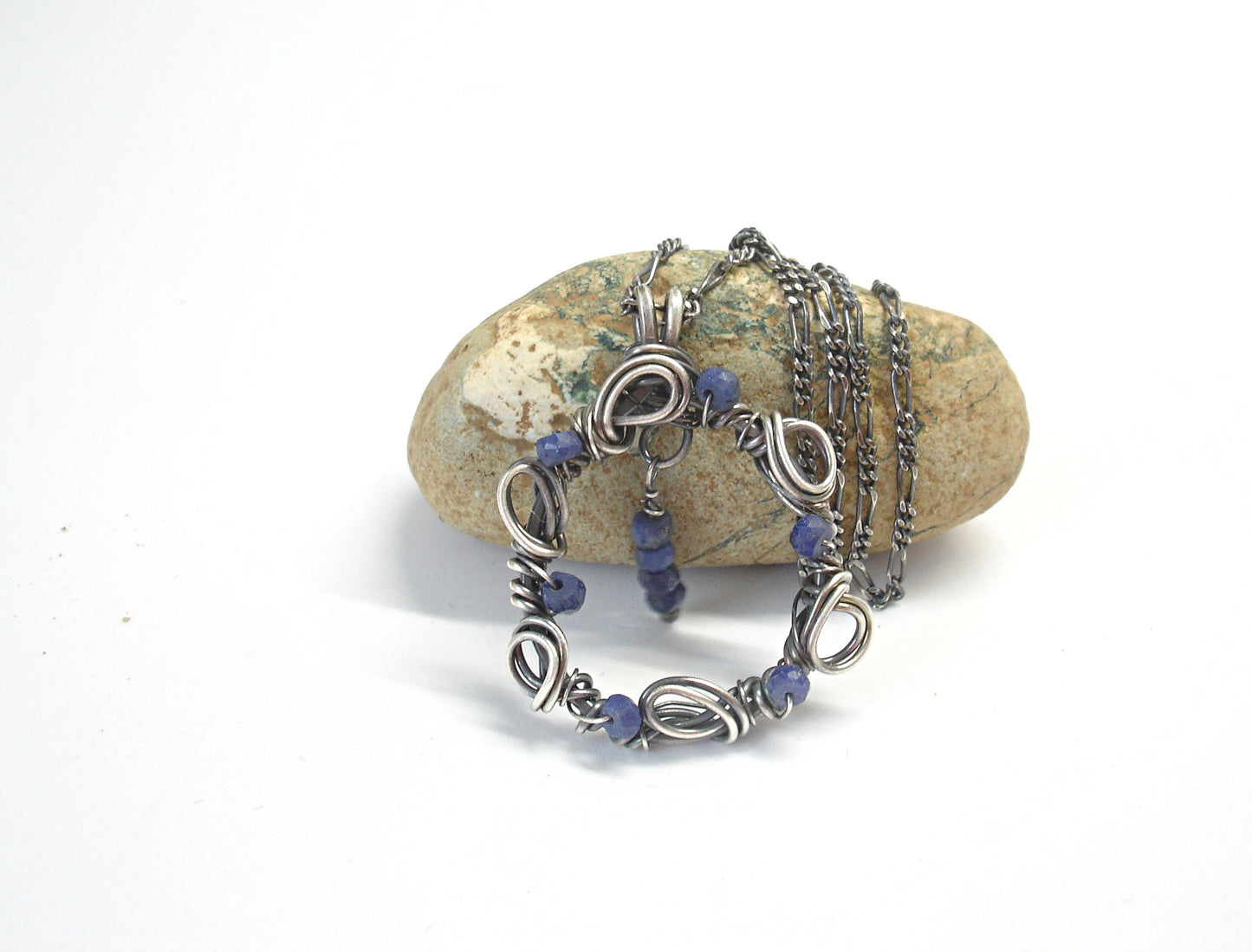 50th birthday gift for women. Sapphire necklace. Silver birthstone necklace. Raw sapphire necklace. September birthday gift