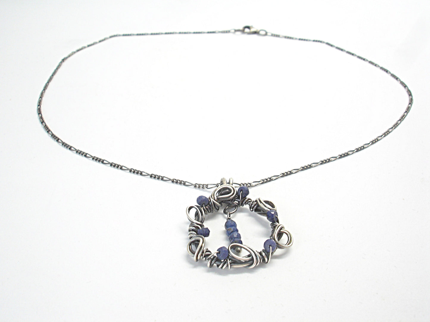 50th birthday gift for women. Sapphire necklace. Silver birthstone necklace. Raw sapphire necklace. September birthday gift