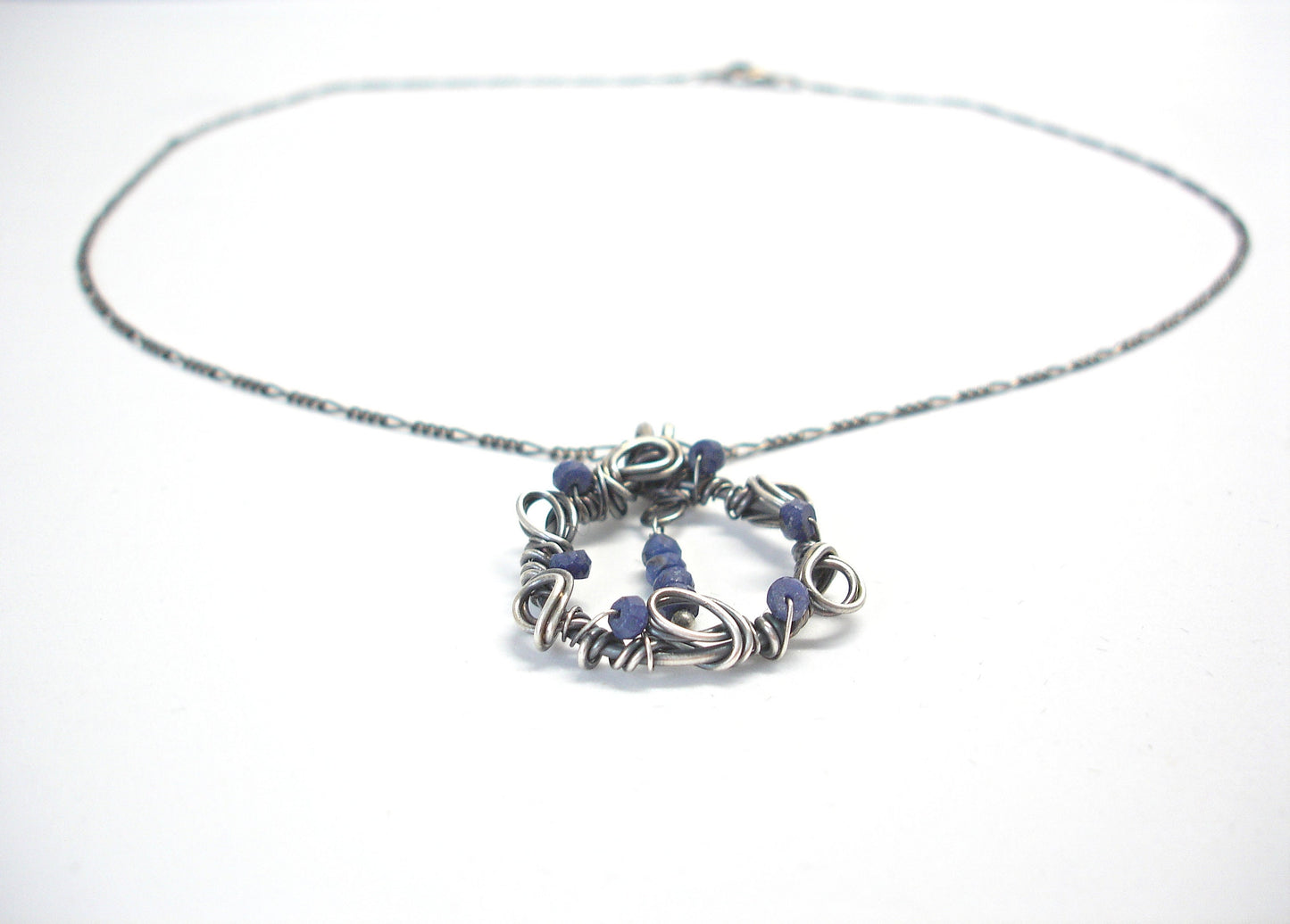 50th birthday gift for women. Sapphire necklace. Silver birthstone necklace. Raw sapphire necklace. September birthday gift