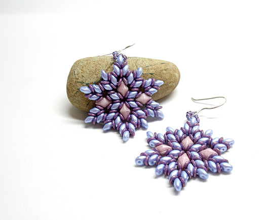 Blue and pink beaded earrings. Dangle earrings for women. Gift for her
