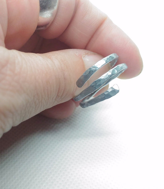Thumb rings for women, Gift for her, Aluminum ring, Contemporary jewelry, Hammered aluminium ring