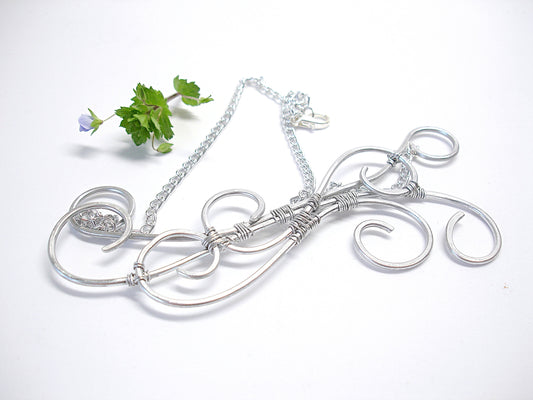 Aluminium wire jewelry. Statement necklace. Aluminium necklace. Necklaces for women. Contemporary jewelry Aluminum jewelry Gift for her