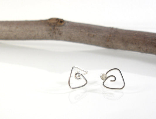 Tiny stud earrings, triangle stud earrings, sterling silver earrings, triangle studs unisex earrings, sterling silver jewelry