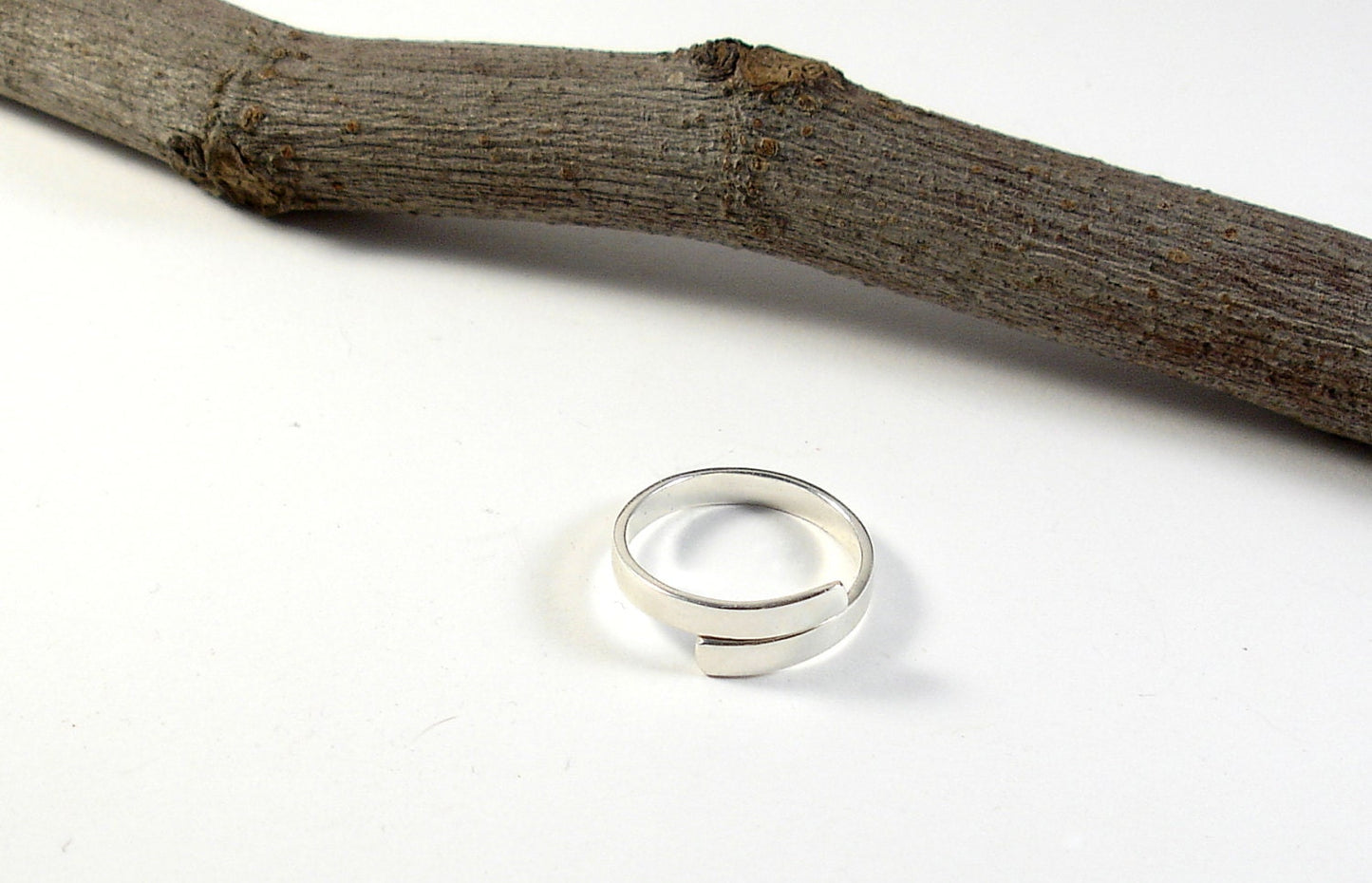 Band sterling silver womens ring. Wrapped minimal bypass ring. Silver jewelry. Wrap rings for women